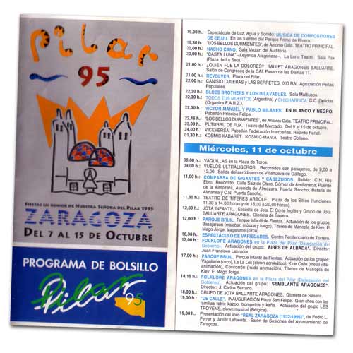 Programa de fiestas Pilar 95